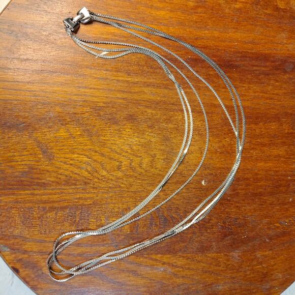 Napier Three Strand Silver Colored Chain Necklace‎ - Picture 3 of 6
